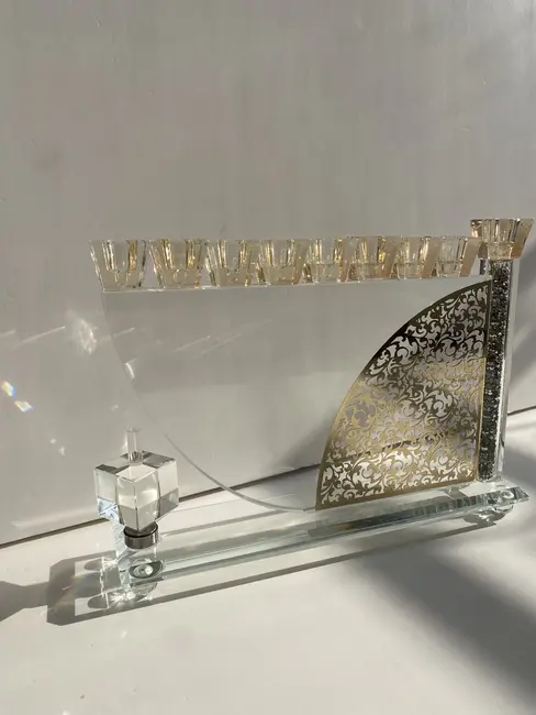 חנוכיית קריסטל דגם "עיטורים"