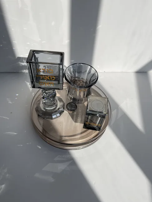 סט הבדלה קריסטל מושחר דגם "אור"