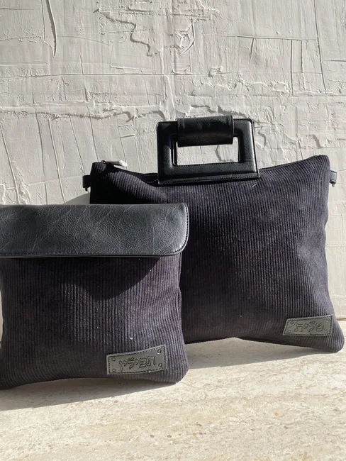 סט כיסויים לטלית תפילין דגם "קורדרוי שחור"