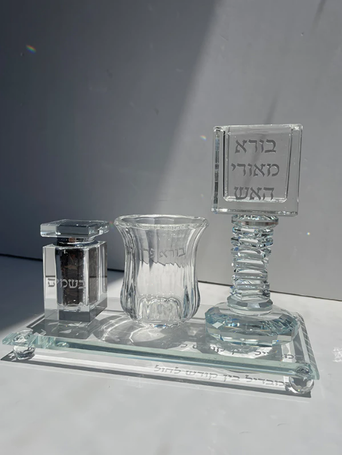 סט הבדלה דגם קריסטל שקוף